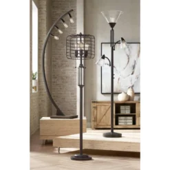 Franklin Iron Works Warwick Industrial Torchiere Floor Lamp With Side Lights 71 1/2" Tall Tiger Bronze LED Clear Seedy Glass For Living Room Reading 14 Franklin Iron Works Warwick Industrial Torchiere Floor Lamp With Side Lights 71 1/2" Tall Tiger Bronze LED Clear Seedy Glass For Living Room Reading -Decoro Shop GUEST 023745ec 43a4 41a8 8b0c dd8b58eadc03