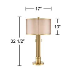 Possini Euro Design Granview Modern Table Lamp 32 1/2" Tall Brass Column Taupe Organza Outer Off White Linen Inner Drum Shade For Bedroom Living Room 14 Possini Euro Design Granview Modern Table Lamp 32 1/2" Tall Brass Column Taupe Organza Outer Off White Linen Inner Drum Shade For Bedroom Living Room -Decoro Shop GUEST 04c72a7f 13a7 48df a539 a4e1a28cd6d9
