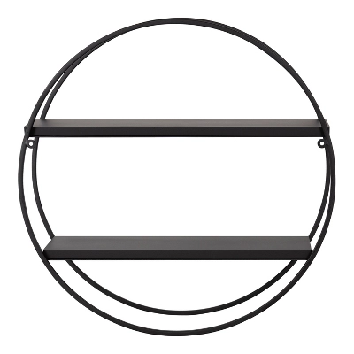 24" Diameter Sequoia Wood And Metal Round Wall Shelf - Kate & Laurel All Things Decor 3 24" Diameter Sequoia Wood And Metal Round Wall Shelf - Kate & Laurel All Things Decor - Image 3