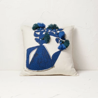 Floral Watering Pitcher Square Throw Pillow With Tassels - Opalhouse™ Designed With Jungalow™ 4 Floral Watering Pitcher Square Throw Pillow With Tassels - Opalhouse™ Designed With Jungalow™ - Image 4
