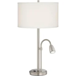 Possini Euro Design Traverse Modern Table Lamps Set Of 2 29 1/2" Tall Brushed Nickel With USB Charging Port LED Gooseneck White Drum Shade For Desk 12 Possini Euro Design Traverse Modern Table Lamps Set Of 2 29 1/2" Tall Brushed Nickel With USB Charging Port LED Gooseneck White Drum Shade For Desk -Decoro Shop GUEST 0ae46b85 fec0 4b22 8a4e 8d4b8c8aa4fd