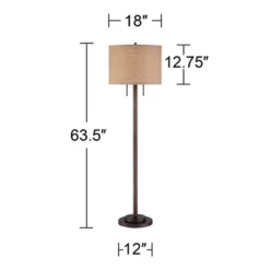 Possini Euro Design Garth Modern Floor Lamp Standing 63 1/2" Tall Oil Rubbed Bronze Burlap Fabric Drum Shade For Living Room Bedroom Office House Home -Decoro Shop GUEST 0afcbf9a df39 4526 aa07 8a9f6551bac9