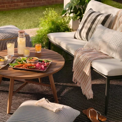 Cushioned Metal Outdoor Loveseat - Cream/Black - Hearth & Hand™ With Magnolia 6 Cushioned Metal Outdoor Loveseat - Cream/Black - Hearth & Hand™ With Magnolia - Image 6