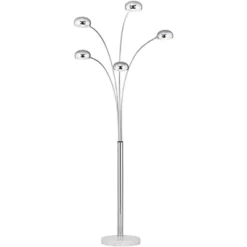 Possini Euro Design Infini Mid Century Modern Arc Floor Lamp 78" Tall Chrome 5 Light Swivel Dome Shades For Living Room Reading Bedroom Office House -Decoro Shop GUEST 0be2503d 0f91 4815 abf7 b53966c358b8