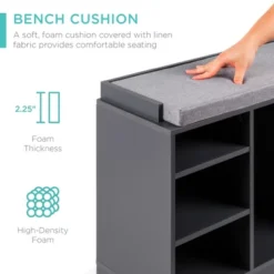 Best Choice Products 46in Shoe Storage Organization Rack Bench For Entryway, Bedroom W/ Padded Seat, 10 Cubbies - Gray -Decoro Shop GUEST 13abc812 5480 4f06 8909 0a4154ef5d89