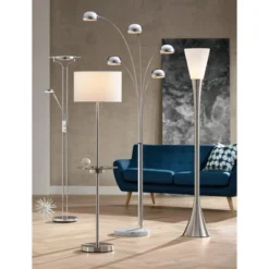 Possini Euro Design Infini Mid Century Modern Arc Floor Lamp 78" Tall Chrome 5 Light Swivel Dome Shades For Living Room Reading Bedroom Office House -Decoro Shop GUEST 1b82715a 7bee 4419 9af3 406a6342b315