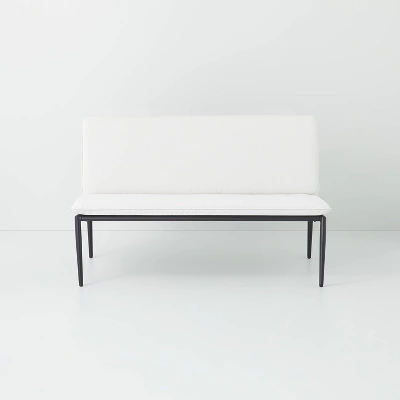 Cushioned Metal Outdoor Loveseat - Cream/Black - Hearth & Hand™ With Magnolia 2 Cushioned Metal Outdoor Loveseat - Cream/Black - Hearth & Hand™ With Magnolia - Image 2