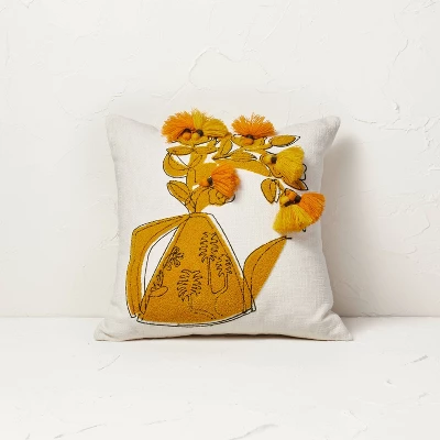 Floral Watering Pitcher Square Throw Pillow With Tassels - Opalhouse™ Designed With Jungalow™ 3 Floral Watering Pitcher Square Throw Pillow With Tassels - Opalhouse™ Designed With Jungalow™ - Image 3
