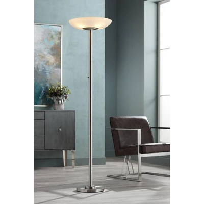 Possini Euro Design Meridian Light Blaster Modern Torchiere Floor Lamp 72" Tall Brushed Nickel LED Frosted Glass Shade For Living Room Bedroom Office 1 Possini Euro Design Meridian Light Blaster Modern Torchiere Floor Lamp 72" Tall Brushed Nickel LED Frosted Glass Shade For Living Room Bedroom Office