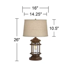 Franklin Iron Works Andreas Industrial Table Lamp 26" High Brown Metal With Nightlight LED And USB Charging Port Oatmeal Shade For Living Room Desk 11 Franklin Iron Works Andreas Industrial Table Lamp 26" High Brown Metal With Nightlight LED And USB Charging Port Oatmeal Shade For Living Room Desk -Decoro Shop GUEST 30e5398d 8d45 4b7a 9408 c81680af6f99