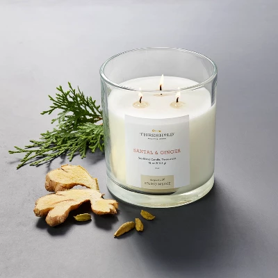 Clear Glass Santal & Ginger Candle White - Threshold™ Designed With Studio McGee 1 Clear Glass Santal & Ginger Candle White - Threshold™ Designed With Studio McGee