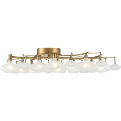 Possini Euro Design Lilypad Modern Ceiling Light Semi Flush Mount Fixture 30 1/4" Wide Warm Brass 12-Light Frosted Glass Shade For Bedroom Living Room -Decoro Shop GUEST 33788483 ffe4 4301 86eb dd4cbc3b2b2c