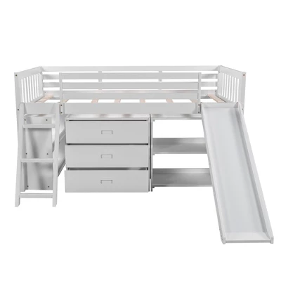 Low Twin Loft Bed With Bookcase, Separate Three Drawers, Pulling Ladder And Slide - ModernLuxe 4 Low Twin Loft Bed With Bookcase, Separate Three Drawers, Pulling Ladder And Slide - ModernLuxe - Image 4