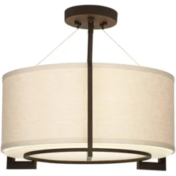 Possini Euro Design Stinson Modern Ceiling Light Semi Flush Mount Fixture 17 1/4" Wide Bronze 3-Light Linen Drum Shade For Bedroom Kitchen Living Room 10 Possini Euro Design Stinson Modern Ceiling Light Semi Flush Mount Fixture 17 1/4" Wide Bronze 3-Light Linen Drum Shade For Bedroom Kitchen Living Room -Decoro Shop GUEST 357f78c5 acd0 470c bd31 c9b75143728f