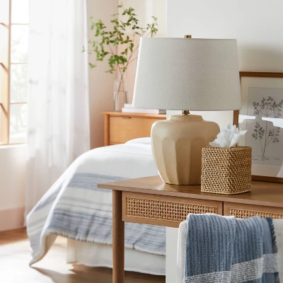 Faceted Ceramic Table Lamp Taupe/Cream (Includes LED Light Bulb) - Hearth & Hand™ With Magnolia 1 Faceted Ceramic Table Lamp Taupe/Cream (Includes LED Light Bulb) - Hearth & Hand™ With Magnolia