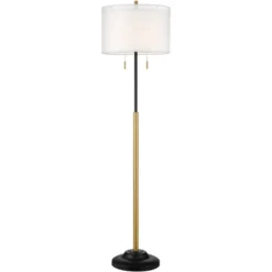 Possini Euro Design Roxie Modern Floor Lamp With Riser 65 1/2" Tall Brass Black Metal Sheer Linen Double Drum Shade For Living Room Bedroom Office 12 Possini Euro Design Roxie Modern Floor Lamp With Riser 65 1/2" Tall Brass Black Metal Sheer Linen Double Drum Shade For Living Room Bedroom Office -Decoro Shop GUEST 3a086c6e 1973 4084 b26b e9fc7acd17aa