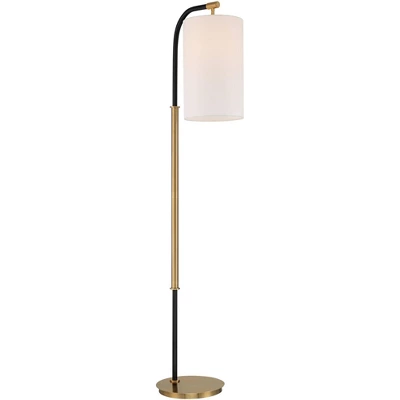 Possini Euro Design Sausalito Mid Century Modern Downbridge Floor Lamp 67" Tall Warm Gold Black Metal Linen Cylinder Shade For Living Room Reading 6 Possini Euro Design Sausalito Mid Century Modern Downbridge Floor Lamp 67" Tall Warm Gold Black Metal Linen Cylinder Shade For Living Room Reading - Image 6