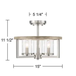 Possini Euro Design Senna Modern Industrial Ceiling Light Semi Flush Mount Fixture 15" Wide Brushed Nickel Gray Wood 3-Light Clear Glass For Bedroom 11 Possini Euro Design Senna Modern Industrial Ceiling Light Semi Flush Mount Fixture 15" Wide Brushed Nickel Gray Wood 3-Light Clear Glass For Bedroom -Decoro Shop GUEST 41460016 ab58 486a b506 19c5916f30b8