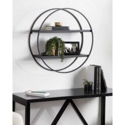 24" Diameter Sequoia Wood And Metal Round Wall Shelf - Kate & Laurel All Things Decor 14 24" Diameter Sequoia Wood And Metal Round Wall Shelf - Kate & Laurel All Things Decor -Decoro Shop GUEST 45b6cefb c872 460e bff4 95feb96d08c2