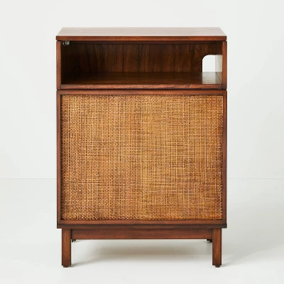Wood & Cane Transitional Record Player Media Cabinet Brown - Hearth & Hand™ With Magnolia 2 Wood & Cane Transitional Record Player Media Cabinet Brown - Hearth & Hand™ With Magnolia - Image 2