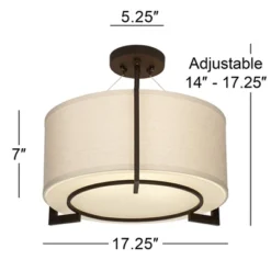 Possini Euro Design Stinson Modern Ceiling Light Semi Flush Mount Fixture 17 1/4" Wide Bronze 3-Light Linen Drum Shade For Bedroom Kitchen Living Room 12 Possini Euro Design Stinson Modern Ceiling Light Semi Flush Mount Fixture 17 1/4" Wide Bronze 3-Light Linen Drum Shade For Bedroom Kitchen Living Room -Decoro Shop GUEST 5cfc32a1 5a13 49e4 b20a c7db2f1f1e48