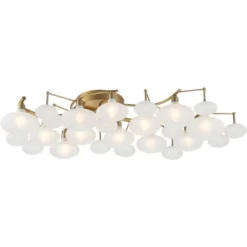 Possini Euro Design Lilypad Modern Ceiling Light Semi Flush Mount Fixture 30 1/4" Wide Warm Brass 12-Light Frosted Glass Shade For Bedroom Living Room -Decoro Shop GUEST 6290ad1c 7303 4beb b78c 9260da63b240