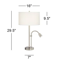 Possini Euro Design Traverse Modern Table Lamps Set Of 2 29 1/2" Tall Brushed Nickel With USB Charging Port LED Gooseneck White Drum Shade For Desk 11 Possini Euro Design Traverse Modern Table Lamps Set Of 2 29 1/2" Tall Brushed Nickel With USB Charging Port LED Gooseneck White Drum Shade For Desk -Decoro Shop GUEST 6d7b83aa 79f5 4aad 8a9b 164194cb3e7e