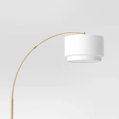 Knurled Metal Arc Floor Lamp With Tiered Shade Brass - Threshold™ -Decoro Shop GUEST 716aed62 6745 4880 88e9 e08826468849