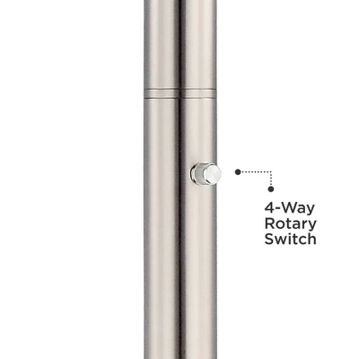 Possini Euro Design Light Blaster Art Deco Torchiere Floor Lamp 72 1/2" Tall Brushed Nickel LED Frosted Glass Bowl Shade For Living Room Bedroom House 3 Possini Euro Design Light Blaster Art Deco Torchiere Floor Lamp 72 1/2" Tall Brushed Nickel LED Frosted Glass Bowl Shade For Living Room Bedroom House - Image 3