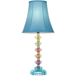 360 Lighting Bohemian Country Cottage Accent Table Lamp 21" High Teal Blue Stacked Glass For Bedroom Living Room Bedside Nightstand Office Kids Family -Decoro Shop GUEST 7dfc0313 74f3 4054 ad71 3143abd876df