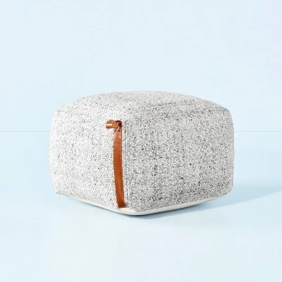 Hand-Woven Pouf Ottoman With Leather Trim - Hearth & Hand™ With Magnolia 6 Hand-Woven Pouf Ottoman With Leather Trim - Hearth & Hand™ With Magnolia - Image 6