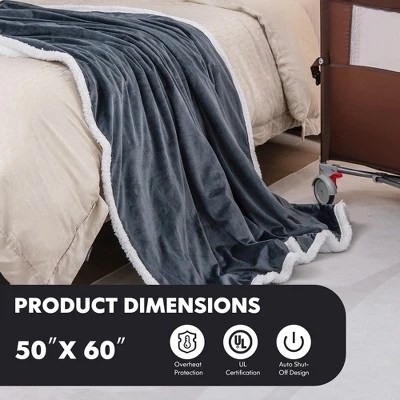 Tangkula 50" X 60" Heated Electric Reversible Fleece Blanket Blanket Throw W/ 10 Heat Levels, 9 Hours Auto Shut-Off, Overheat Protection Gray 3 Tangkula 50" X 60" Heated Electric Reversible Fleece Blanket Blanket Throw W/ 10 Heat Levels, 9 Hours Auto Shut-Off, Overheat Protection Gray - Image 3