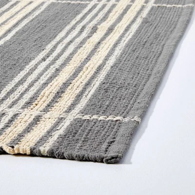 Wool Blend Variegated Stripe Area Rug Dark Gray - Hearth & Hand™ With Magnolia 2 Wool Blend Variegated Stripe Area Rug Dark Gray - Hearth & Hand™ With Magnolia - Image 2