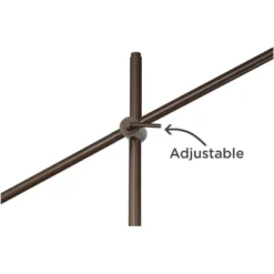 Possini Euro Design Industrial Floor Lamp Adjustable Arm 62.5" Tall Oiled Bronze Metal Light Brown Linen Drum Shade For Living Room Reading -Decoro Shop GUEST 865aed3f 133f 4541 bf6d b6247a5233dd