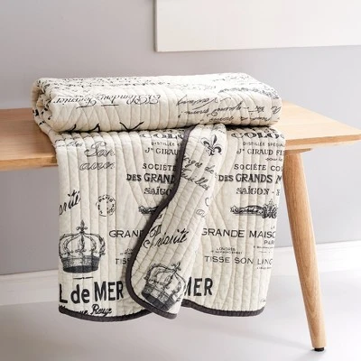 Histoire Script Quilted Throw - Levtex Home 1 Histoire Script Quilted Throw - Levtex Home