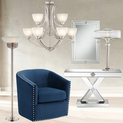 Possini Euro Design Light Blaster Art Deco Torchiere Floor Lamp 72 1/2" Tall Brushed Nickel LED Frosted Glass Bowl Shade For Living Room Bedroom House 7 Possini Euro Design Light Blaster Art Deco Torchiere Floor Lamp 72 1/2" Tall Brushed Nickel LED Frosted Glass Bowl Shade For Living Room Bedroom House - Image 7