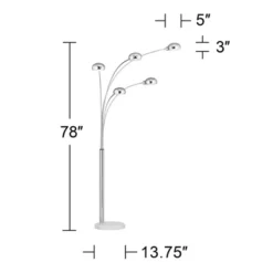 Possini Euro Design Infini Mid Century Modern Arc Floor Lamp 78" Tall Chrome 5 Light Swivel Dome Shades For Living Room Reading Bedroom Office House -Decoro Shop GUEST 8e1a5ee4 40b4 4393 a59b 99fcb475dfec