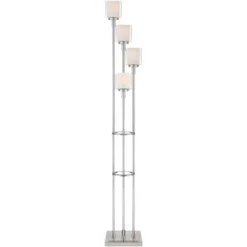 Possini Euro Design Athena Modern Floor Lamp 72" Tall Brushed Nickel 4 Light Tree Clear Outer Opal Inner Double Glass Shade For Living Room Bedroom -Decoro Shop GUEST 9216fb98 adc6 4062 a2b3 d139c90db34a
