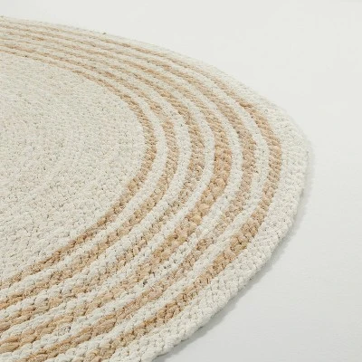Round 6' Multi Stripe Braided Jute Area Rug Cream/Tan - Hearth & Hand™ With Magnolia 2 Round 6' Multi Stripe Braided Jute Area Rug Cream/Tan - Hearth & Hand™ With Magnolia - Image 2