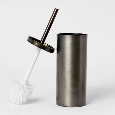 Aluminum Toilet Brush And Holder Set With Aged Metal Finish Gray - Threshold™ 2 Aluminum Toilet Brush And Holder Set With Aged Metal Finish Gray - Threshold™ - Image 2