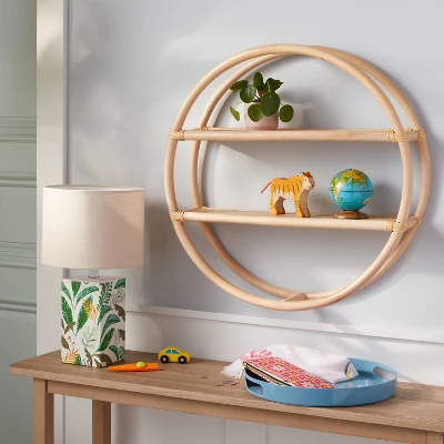 Rattan Kids' Round Shelf Natural - Pillowfort™ 1 Rattan Kids' Round Shelf Natural - Pillowfort™