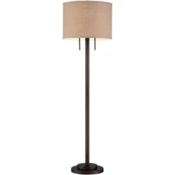 Possini Euro Design Garth Modern Floor Lamp Standing 63 1/2" Tall Oil Rubbed Bronze Burlap Fabric Drum Shade For Living Room Bedroom Office House Home -Decoro Shop GUEST 9c619651 dfc1 48c4 b620 68e69c4a28de