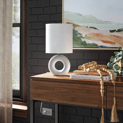 Abstract Ceramic Mini Table Lamp White - Threshold™ 1 Abstract Ceramic Mini Table Lamp White - Threshold™