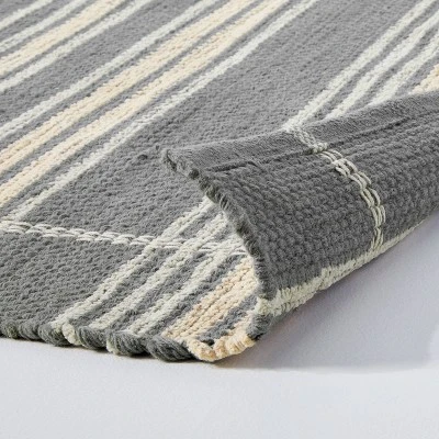 Wool Blend Variegated Stripe Area Rug Dark Gray - Hearth & Hand™ With Magnolia 3 Wool Blend Variegated Stripe Area Rug Dark Gray - Hearth & Hand™ With Magnolia - Image 3