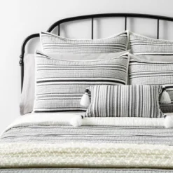 Textured Stripe Pillow Sham Dark Gray/Cream - Hearth & Hand With Magnolia 7 Textured Stripe Pillow Sham Dark Gray/Cream - Hearth & Hand With Magnolia -Decoro Shop GUEST a0f8fe96 7ab4 46c3 ad09 b2250acbb400