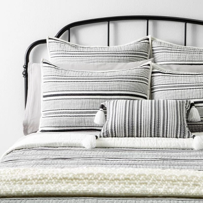 Textured Stripe Pillow Sham Dark Gray/Cream - Hearth & Hand With Magnolia 3 Textured Stripe Pillow Sham Dark Gray/Cream - Hearth & Hand With Magnolia - Image 3