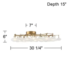 Possini Euro Design Lilypad Modern Ceiling Light Semi Flush Mount Fixture 30 1/4" Wide Warm Brass 12-Light Frosted Glass Shade For Bedroom Living Room -Decoro Shop GUEST a233a009 bd72 44f5 9f48 3c2effe14b0b