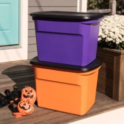 Sterilite 18 Gallon Orange Plastic Storage Container Bin Tote With Black Lid, Halloween 7 Sterilite 18 Gallon Orange Plastic Storage Container Bin Tote With Black Lid, Halloween -Decoro Shop GUEST a9f43b31 35e0 4c1a 89db e6cc67339af9