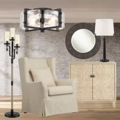 Possini Euro Design Adri Modern Ceiling Light Flush Mount Fixture Black 16 1/2" Wide Black 4-Light Textured Glass For Bedroom Kitchen Living Room Home 11 Possini Euro Design Adri Modern Ceiling Light Flush Mount Fixture Black 16 1/2" Wide Black 4-Light Textured Glass For Bedroom Kitchen Living Room Home -Decoro Shop GUEST aa12d34d 4a27 4c8d 9dc7 7361cc026951