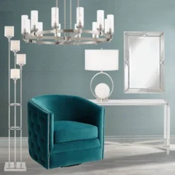 Possini Euro Design Athena Modern Floor Lamp 72" Tall Brushed Nickel 4 Light Tree Clear Outer Opal Inner Double Glass Shade For Living Room Bedroom -Decoro Shop GUEST ac0a6ad2 0b11 4658 8bae 6025b179c160